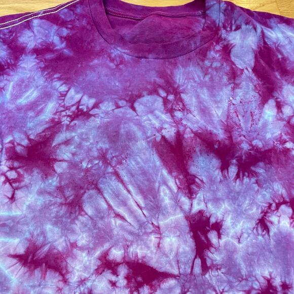 handmade tie dyed unisex tshirt M purple crackle ice frost - Picture 3 of 8